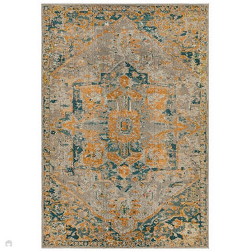Colores Cloud CO02 Arabesque Modern Abstract Durable Easy-Care Low Profile Ribbed Short Pile Multicolour/Orange/Green/Yellow/Beige Rug-Asiatic Carpets-Rug Love - The Most Loved Rug Store